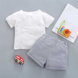 Ensembles de vêtements nouveau-nés bébé filles de vêtements d'été Coton Coton Coton Couple à manches T-shirts Tops Shorts rayés Tenues Vêtements 0-3 ans