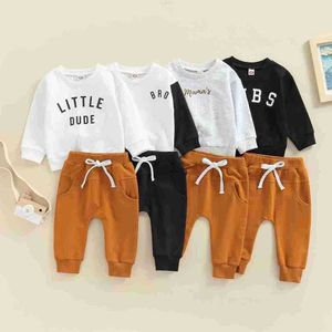 Ensembles de vêtements nouveau-né infantile enfant en bas âge garçons filles vêtements à manches longues lettre haut pantalon 2 pièces bébé