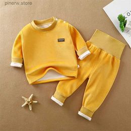 Ensembles de vêtements Nouveau-né rembourré épaissi ensembles bébé sous-vêtement thermique tenue garçons filles polaire taille haute costume vêtements pour enfants 0-4 ans