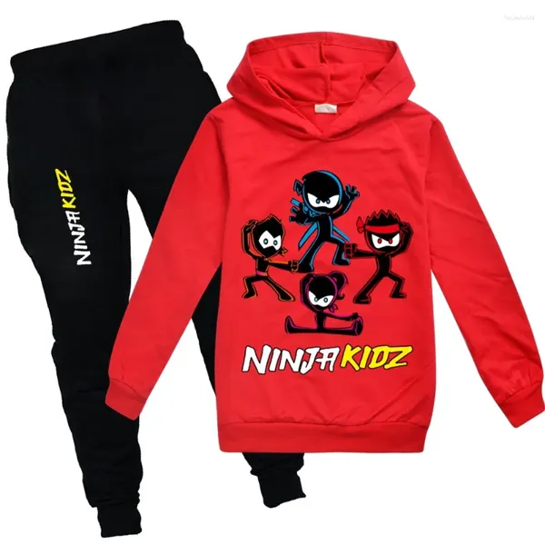 Conjuntos de ropa NINJA KIDZ Boutique para niños Ropa de algodón al por mayor Camiseta para niñas Pantalones Traje Escuela Traje para niños Bebé Niños Sudaderas con capucha