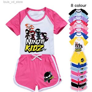 Kledingsets Ninja Kidz Kinderkleding Zomer Babymeisjes T -shirtbroek Set jongens Casual Short Tops Pak Peuter Kinderkinderen Pyjama -kleding T240415