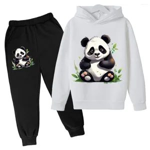 Kledingsets Panda Tuan Yuan Cartoon Painting Boys and Girls Fashion Leisure Sports Sweater Hoodie Set Kerstcadeau Spring Autumn Seaso
