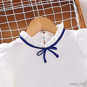 Kledingsets Stuks Kinderkleding Sets voor Meisjes Nieuwe Herfst Mode Witte Shirts Met Lange Mouwen Blauw Sets 2-8Y