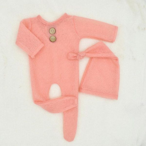 Conjuntos de ropa PCS Mohair Baby Romper Hat Set Born Pography Props Body de lana de punto Kit de gorro de cola larga Traje para bebés DropshipClothing