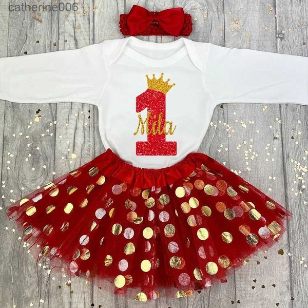 Ensembles de vêtements Personnalisé bébé anniversaire body robes de gâteau personnalisé bébé fille robe infantile filles paillettes Tutu jupes vêtements anniversaire cadeau L231202