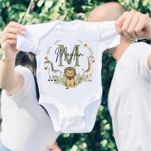 Ensembles de vêtements Combinaison bébé personnalisée nom personnalisé nouveau-né sauvage un barboteuse Safari animaux imprimer tenue bébé filles vêtements bébé douche cadeau L231202