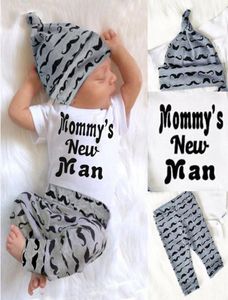 Kledingsets stukken Letter met lange mouwen Letter afdrukt Top Pant en hoed Set voor Baby Boy Mommys Man Autumn Winter Dois Clothing3454790