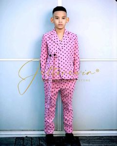 Kledingsets Roze Zwarte Polka Jongens Formele Pakken 2 Stuk Double Breasted Jas Broek Kinderfeest Bruiloft Smoking Kind Blazer set