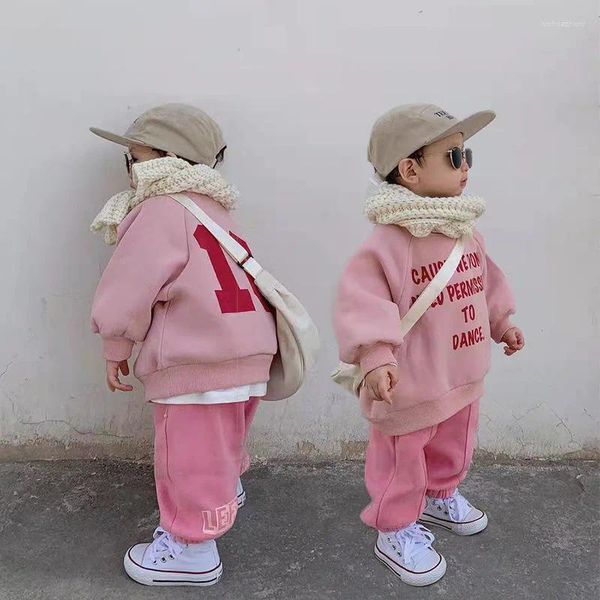 Conjuntos de ropa Conjunto de dos piezas rosa para niños Dos piezas Deportes de invierno Suéter para niñas Trajes de vacaciones de cumpleaños para mujeres