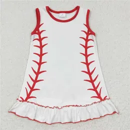 Ensembles de vêtements pratiques pour les filles de la mode sportive motif de baseball robe sans manches blanches