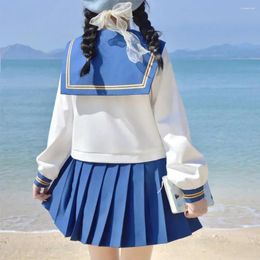 Vêtements Ensembles plissés High Korean Women Uniforme Girls Seifuku Japanese College School Sailor Suit Tesfit Cos Étudiant