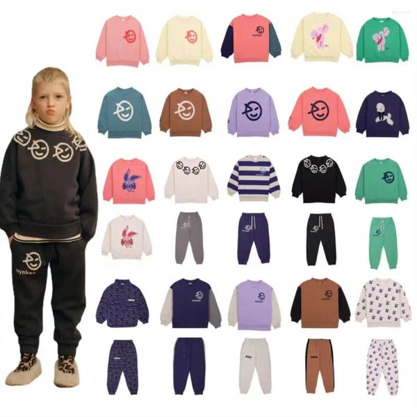 Ensembles de vêtements pré-vente Wyn 2024 automne hiver enfants garçons vêtements filles sweat-shirt polaire et pantalons de survêtement costumes enfants chauds