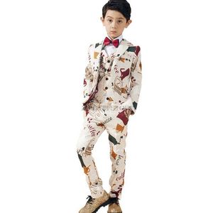 Ensembles de vêtements Prince Enfants Veste Gilet Pantalon 3pcs Robe Fleur Garçons Luxueux Costume De Mariage Enfants Piano Performance Party Venez 3-14Y