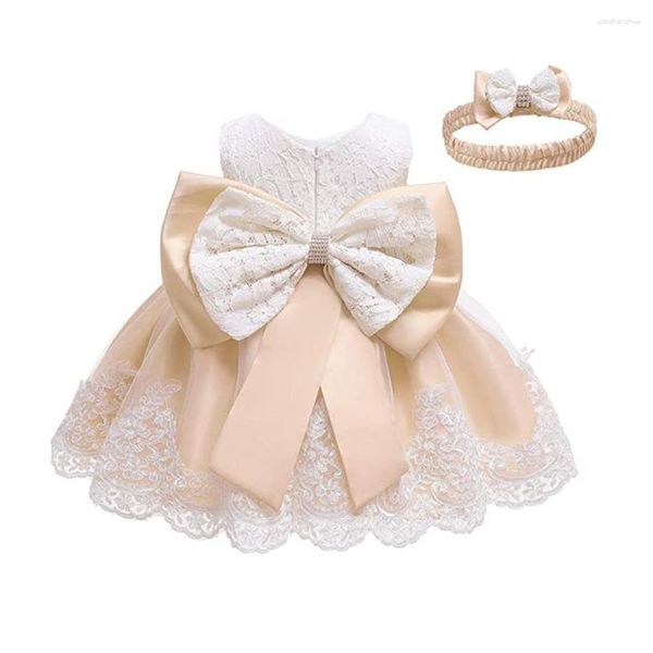 Ensembles de vêtements robes de princesse pour bébé fille infantile Bowknot robe en tulle douce sans manches robe de soirée né premier anniversaire robe 3-24 mois