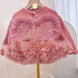 Juntos de ropa Princess Girls Cloth Kids Baby Girl Sequins Cardigan Sweater y Tutu Dress Traje para niños dulces trajes 2-7y