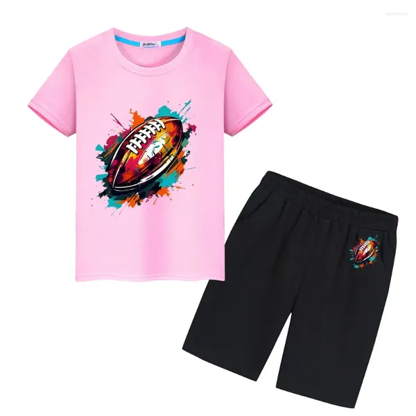 Ensembles de vêtements Impression de coton d'été T-shirt mignon tshirts garçons filles vêtements sports tops shorts kawaii tees gamin cadeau de vacances