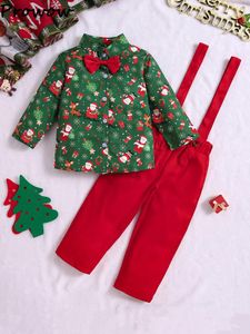 Kledingsets Prowow 1-6Y Baby Kerstoutfits voor kinderen Stropdas Kerstshirts Rode overalls Kinderen Jaarkostuumkleding