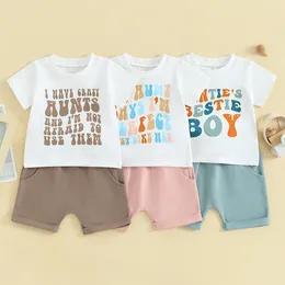 Ensembles de vêtements Pudcoco bébé garçon fille tante tenue d'été 2pcs neveu des tenues assorties lettre imprime