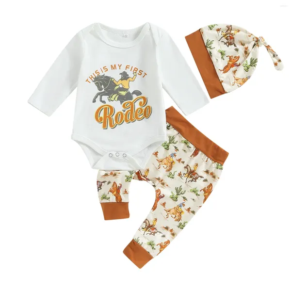 Ensembles de vêtements Pudcoco Baby Boys Fall Fall Oust Western Cowboy Letter Crew Necl