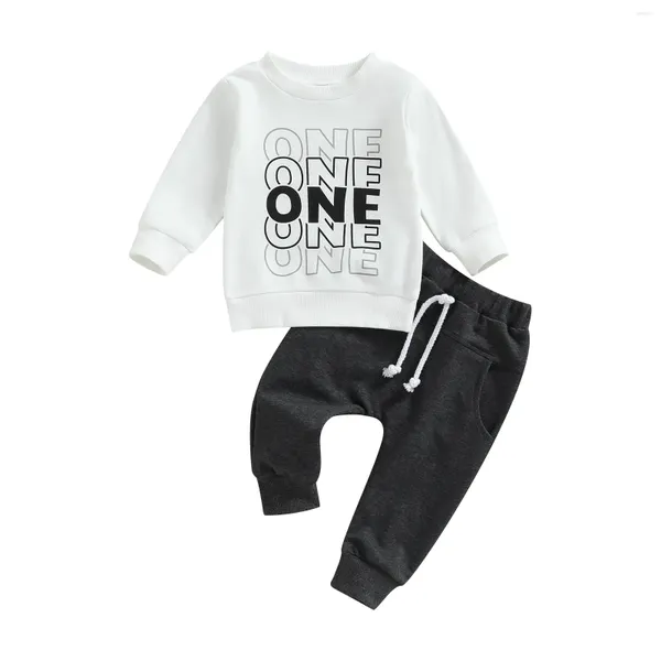 Ensembles de vêtements Pudcoco Born Baby Boy Boy Birthday Turnits Lettre un pantalon élastique à manches longues