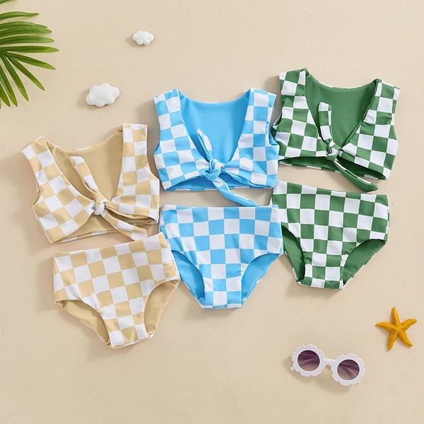 Ensembles de vêtements Pudcoco enfants Baby Girls Swimsuits Swimwear Beach Bikini Two Piece Tip Front Swimsiuts Bathing Fissure 6m-4T