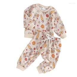 Ensembles de vêtements Pudcoco Toddler Baby Girls Pantal Pantalon à manches longues Sweats-shirt à manches de carotte à manches longues 0-3T