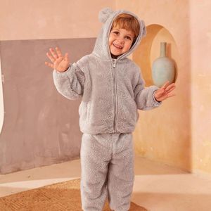 Conjuntos de ropa Pureborn Baby Toddler Boys Girls Fleece Lounge Wear Conjunto de pijama con capucha informal