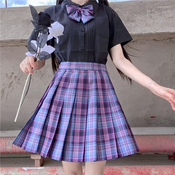 Ensembles de vêtements jupe plissée à carreaux violet été taille haute fille mode Harajuku japonais Corée mignon Sexy Mini jupes A-ligne Anime Cosplay