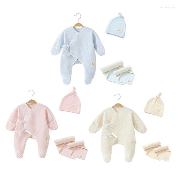 Conjuntos de ropa Q81A Bed de regalo nacido sombrero de algodón Toalla de toalla para bebés Niñas Niñas Género de gorro de género Beanie Bex Ducher Box 4 PCS