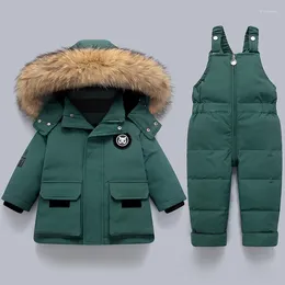 Kleding Sets Qaoerde Jongen Jas 2 Stuks Set Kinderen Donsjack Winter Meisjes Snowsuit Bontkraag Warm Kids Parka Dikker babykleertjes 1-4