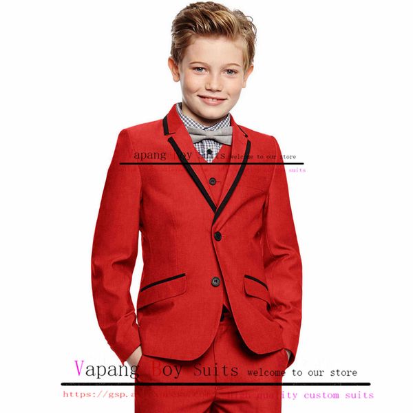 Ensembles de vêtements rouge garçons costume mode Blazer pantalon gilet noeud papillon 4 pièces ensemble enfants Blazer mariage smoking fête tenue formelle W230210