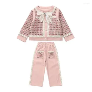 Kledingsets Retail 2023 Baby Meisjes Herfst Boutique Formele Dame Top Broek Prinses Elegante Pakken 2-7T