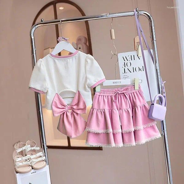 Ensembles de vêtements au détail 2024 bébés filles adolescentes été mode dos arc haut jupes 2-9T