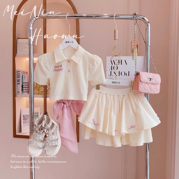 Ensembles de vêtements au détail bébés filles adolescentes été mode dos nœud haut jupes 29T 230607