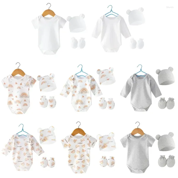 Conjuntos de ropa riri unisex guantes de sombrero para bebés juego de cuerdas de trajes suaves con guantes de regalo resistentes a los rasguños paquete de regalo infantil para niñas