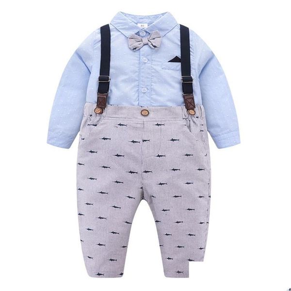 Conjuntos de ropa Mameluco Conjunto de ropa Baby Boy Bowtie Camisa Pantalones Traje de caballero Verano Niño Niño Body Ropa infantil Ropa D DHCQB