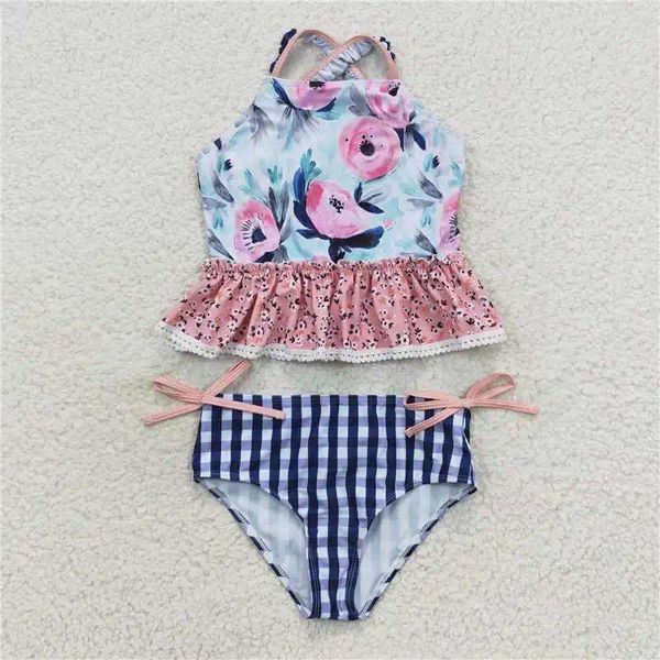 Ensembles de vêtements RTS Baby Girls Kids Swimsuits de maillot de bain Fashion 2PCS Petites en gros de la plage florale Wear Boutique pas de maillot de bain Moq Set Bath