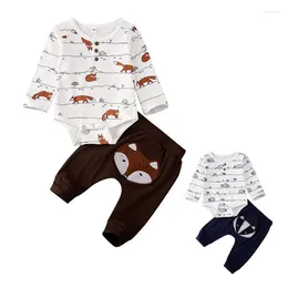Conjuntos de ropa RUEWEY Pantalón Ropa para bebés Ropa infantil Top e inferior para niños Traje de muselina con estampado de zorro Artículos Grupos