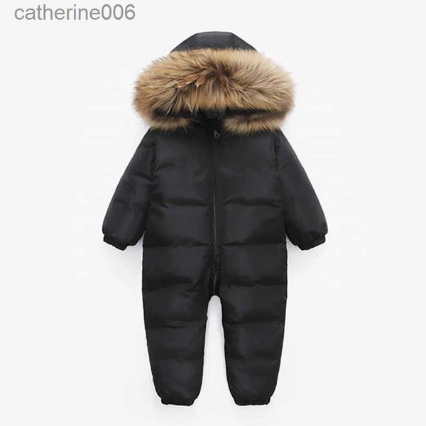 Ensembles de vêtements Russe Nouvelle Combinaison Enfants Vêtements D'hiver Bébé Garçon Snowsuit Parka Nature Fourrure 90% Canard Doudoune Pour Fille Vêtements Manteau SalopetteL231202