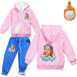 Vêtements Ensembles russes Sweet Merch comme Nastya Vêtements Kids Hiver Baby Girls Girls Hooded Zipper Jackets Pantal
