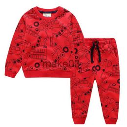 Ensembles de vêtements Ensembles de vêtements d'excavatrice pour enfants SAILEROAD printemps automne 2 pièces costumes nouveaux costumes pour enfants pour garçons filles chemise longue + pantalon costumes de sport J231020