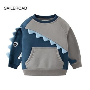 Conjuntos de ropa SAILEROAD Fleece Sudaderas Niños 2-7 años Ropa Algodón Prendas de abrigo Dinosaurios de dibujos animados Bebé Tops Niños Niño Sudadera con capucha 230606