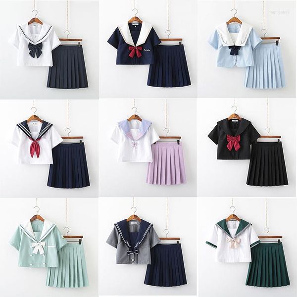 Ensembles de vêtements Ventes École japonaise JK Uniforme 2022 Filles blanches Classe Marine Sailor Uniformes Étudiants Vêtements Anime Cosplay Costumes XXL