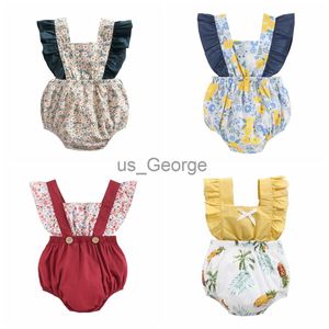 Ensembles de vêtements Sanlutoz coton nouveau-né bébé barboteuses été bébé filles vêtements fleurs princesse barboteuse pour bébé fille mode J230630