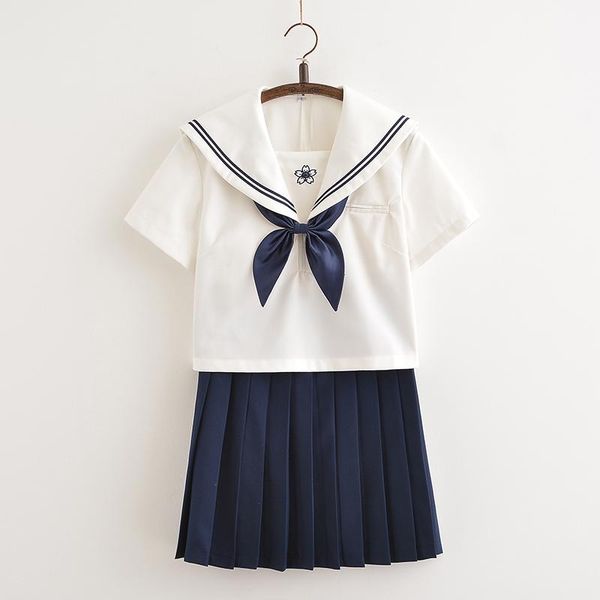 Conjuntos de ropa, ropa escolar para niñas, disfraces de Cosplay de Anime con bordado de Sakura, trajes de marinero, uniformes coreanos japoneses JK, ropa