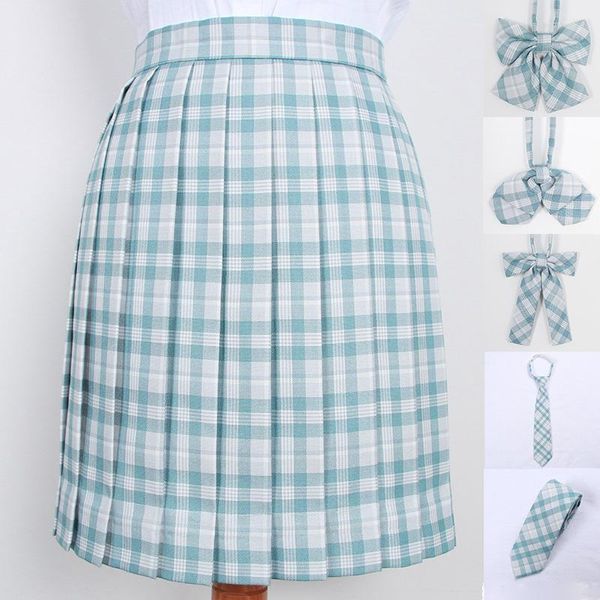 Conjuntos de ropa Vestidos escolares Lindo azul claro Falda plisada a cuadros Uniforme JK de alta calidad Estudiantes Cosplay Anime Traje de marinero Faldas cortas