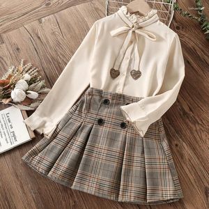 Kledingsets Schooluniform Kinderen Shirt Geruite Rok 2 Stuks Voor Meisjes Preppy Pakken Kleding Tieners Kinderen Kostuums 6 8 10 12 Jaar