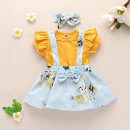 Kleding sets -selling Europese en Amerikaanse kinderen rokken 2022 zomer meisjes baby scheet romper bretels rok