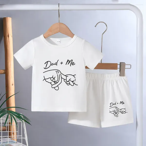 Ensembles de vêtements fixés pour les filles de garçons enfants 3-24 mois, lettre mignonne à manches courtes tshirt et short tenue d'été née bébé