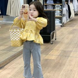 Kledingsets Overhemd of spijkerbroek met 9 pijpen Outfitset voor babymeisjes Lief Koreaans Lentebloem voor meisjes Lange mouw